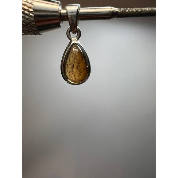 NEW Dravite orange tourmaline sterling silver teardrop pendant 1.49 grams - Picture 14 of 16